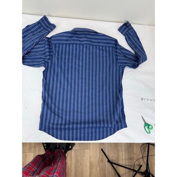 Bugatchi Uomo Dress Shirt Button Down Stripes Blue Twee Men's Large - Picture 5 of 10